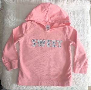 🎉 Carter's Sweet Graphic Pink Floral Hooded Sweatshirt, Size 24M